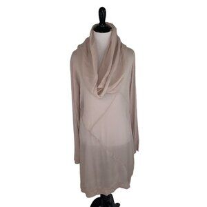 Collezione Gaia Women's M Medium Tunic Top Lagenlook Silk Blend Cowl Neck Long